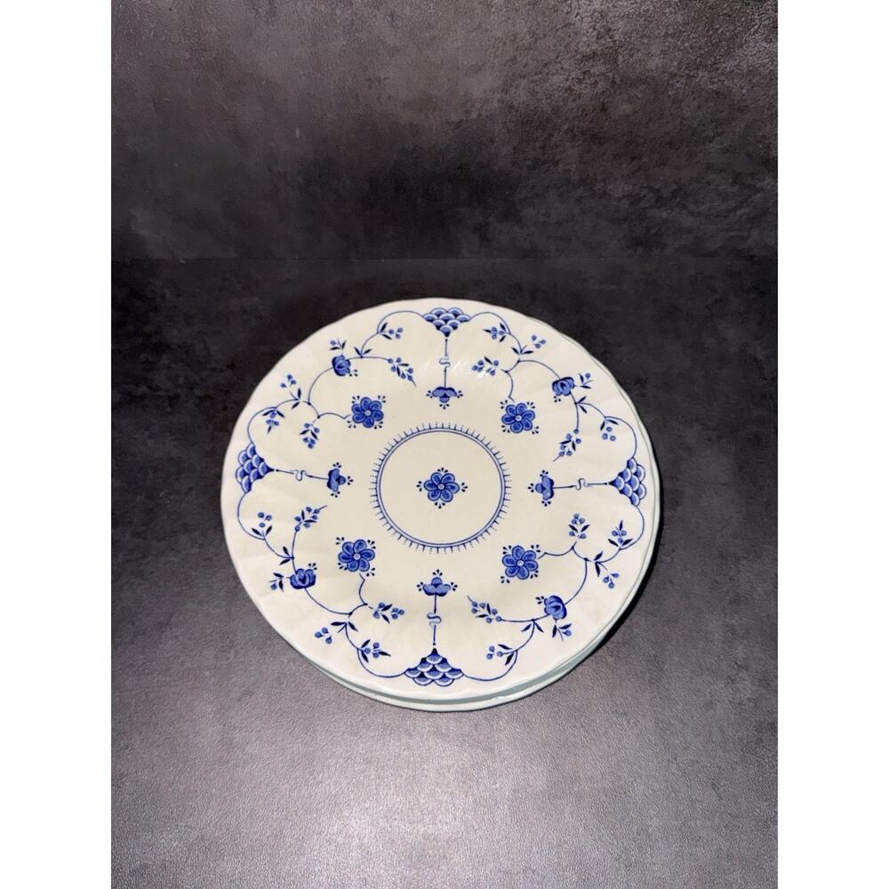 Myott Finlandia Set Of 6 Blue Swirl Rim Bread Plates 7”*read